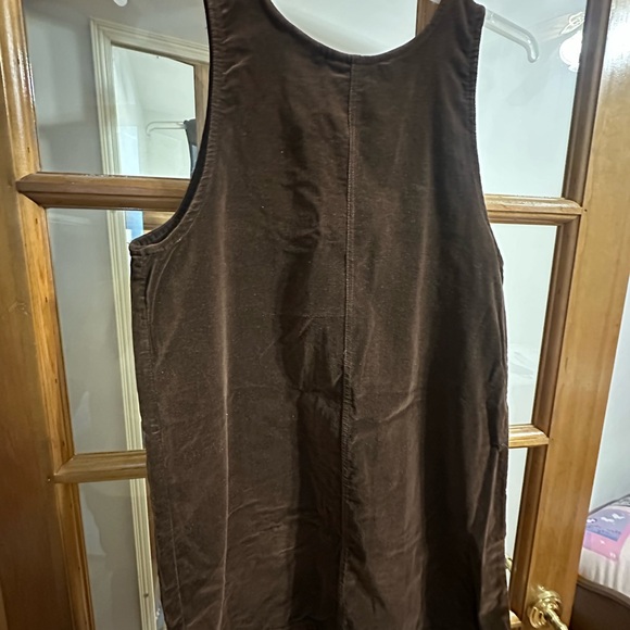 Brown Corduroy Zip Up Dress with Pockets - Picture 2 of 3